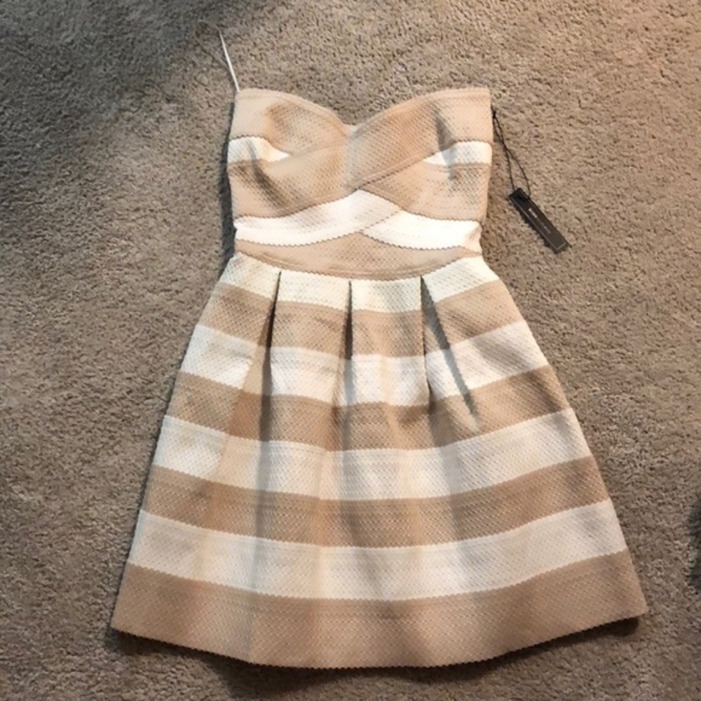 BCBG Cream and White Stripped Dress